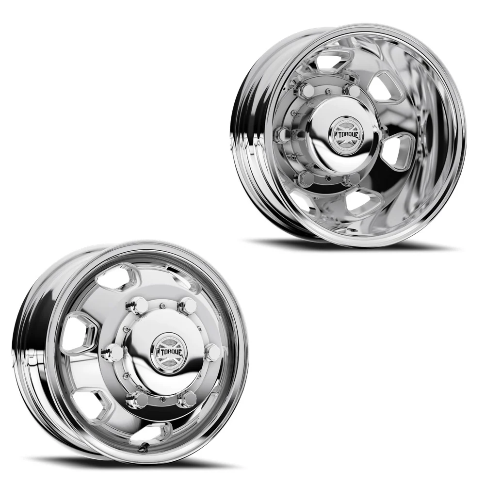 16x6 Torque TW537C Rodeo Polished SPRINTER DUALLY Wheels 6x205 Set of 4 (Fits Stock Tire Sizing)
