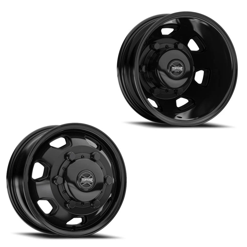 16x6 Torque TW537C Rodeo Satin Black SPRINTER DUALLY Wheels 6x205 Set of 4 (Fits Stock Tire Sizing)