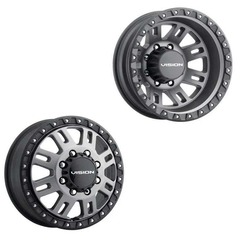 17x6.5 Vision 408 Manx 2 Dually Satin Grey 11-UP GM Wheels 8x210 Set of 4 (Fits Stock Tire Sizing)