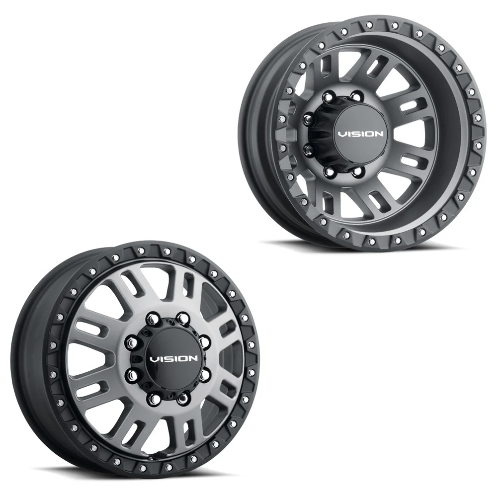 17x6.5 Vision 408 Manx 2 Satin Grey 05-UP FORD 19-UP DODGE DUALLY Wheels 8x200 Set of 4 (Fits Stock Tire Sizing)