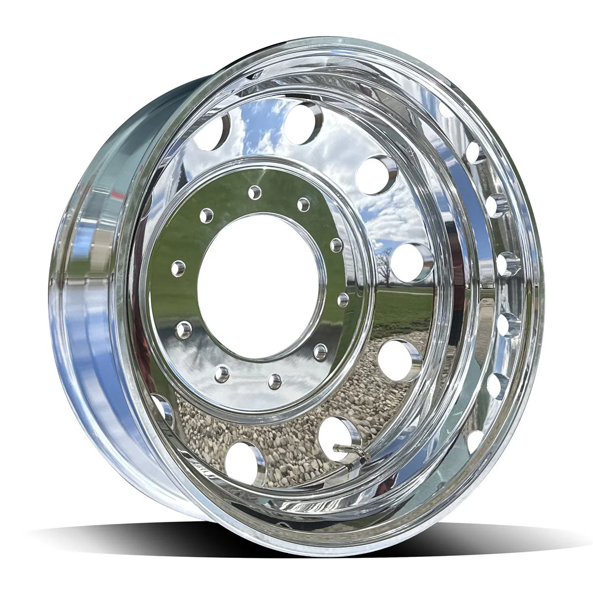 19.5x6.00 Northstar Mirror Polished Both Sides 10 Vent Hole Ford F450/F550 4 Wheel Kit - Image 3