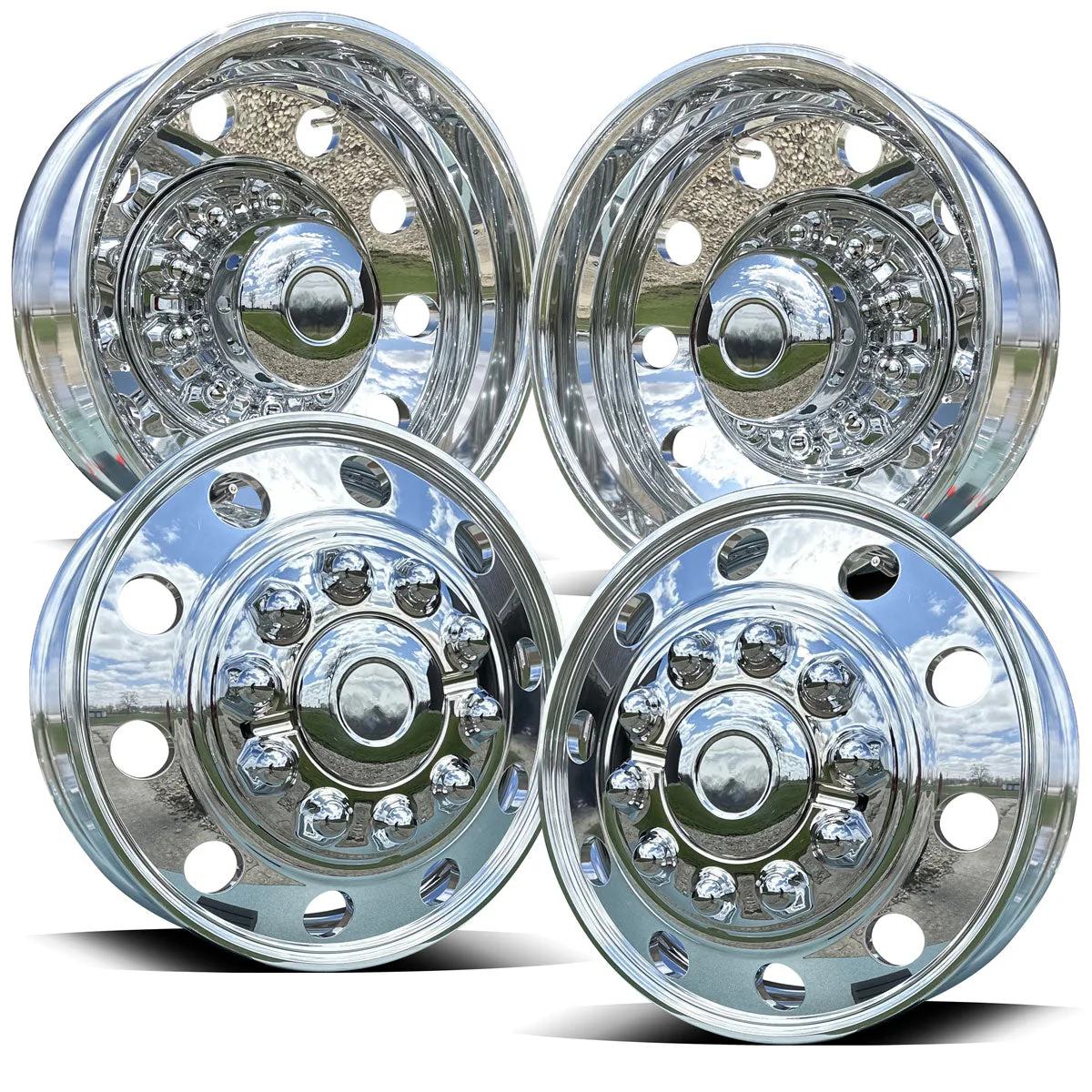 19.5x6.00 Northstar Mirror Polished Both Sides 10 Vent Hole Ford F450/F550 4 Wheel Kit - Image 5