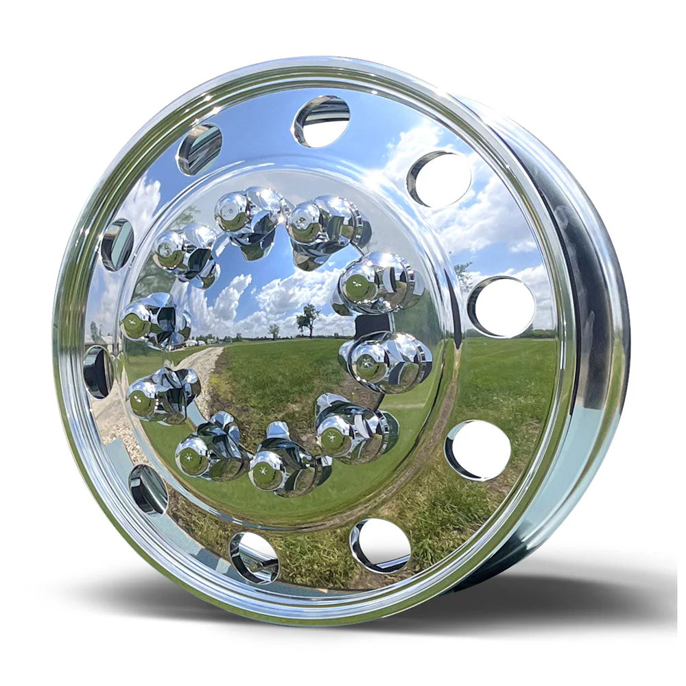 19.5x6.00 Northstar Mirror Polished Both Sides 10 Vent Hole Ford F450/F550 4 Wheel Kit - Image 6