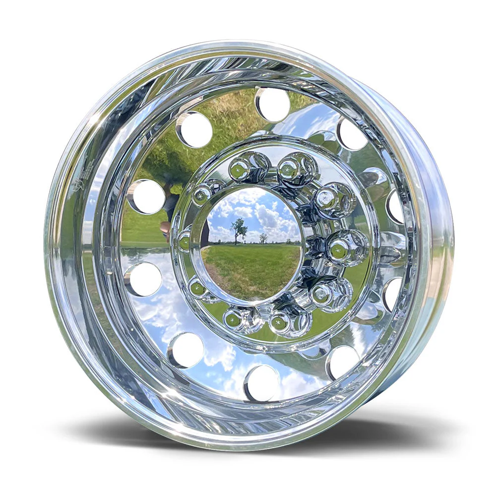 19.5x6.00 Northstar Mirror Polished Both Sides 10 Vent Hole Ford F450/F550 4 Wheel Kit - Image 7