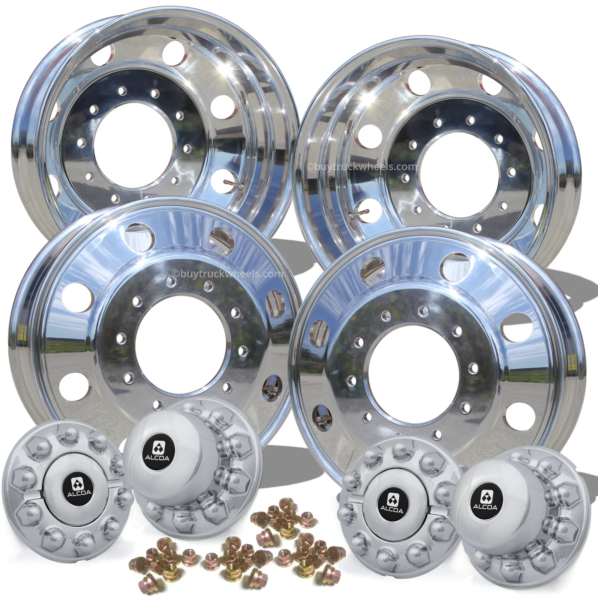 19.5x6.00 Northstar Mirror Polished Both Sides 8 Vent Hole Ford F450/F550 DRW 4 Wheel Kit - Image 2