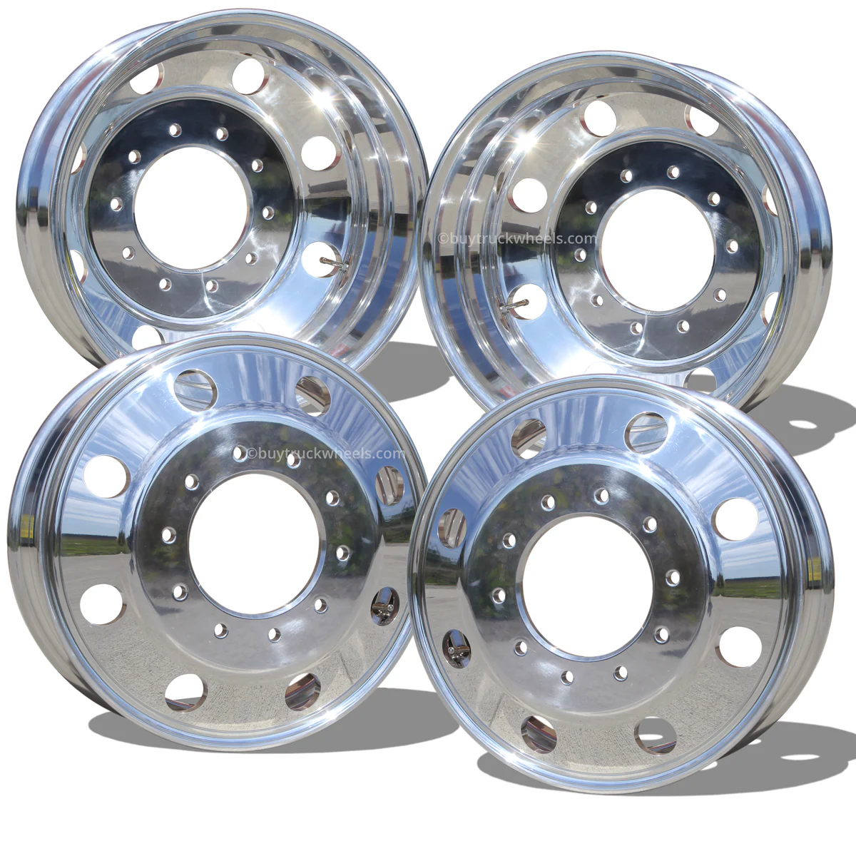 19.5x6.00 Northstar Mirror Polished Both Sides 8 Vent Hole Ford F450/F550 DRW 4 Wheel Kit - Image 3