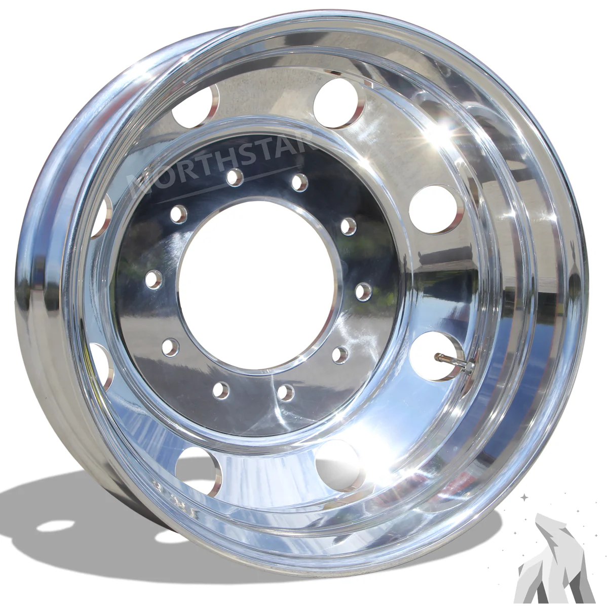 19.5x6.00 Northstar Mirror Polished Both Sides 8 Vent Hole Ford F450/F550 DRW 4 Wheel Kit - Image 5