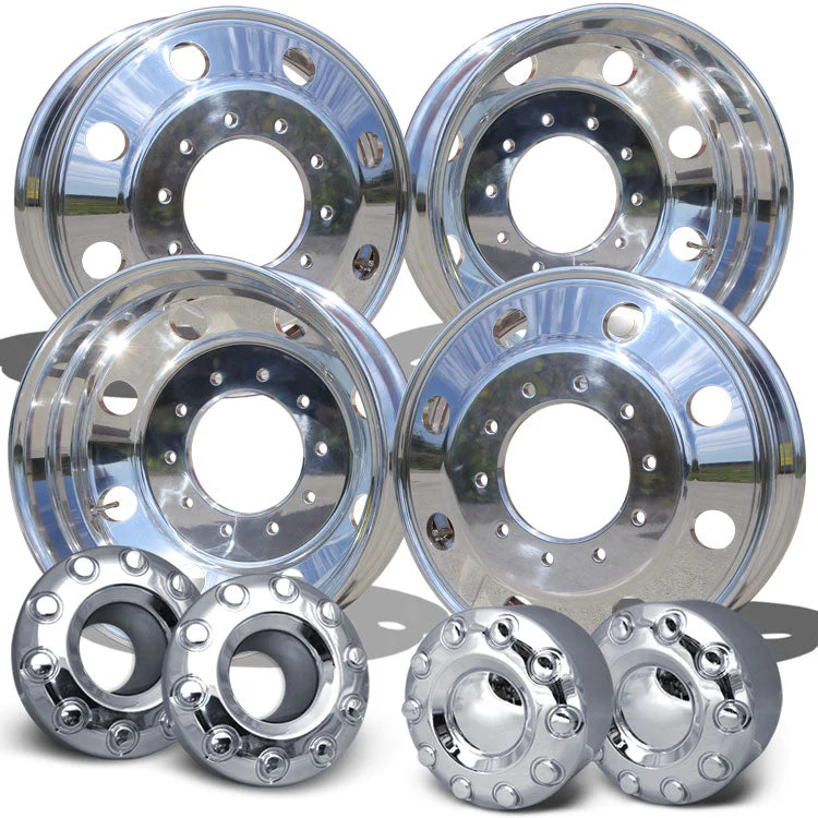 19.5x6.00 Northstar Mirror Polished Both Sides 8 Vent Hole Ford F450/F550 DRW 4 Wheel Kit - Image 8
