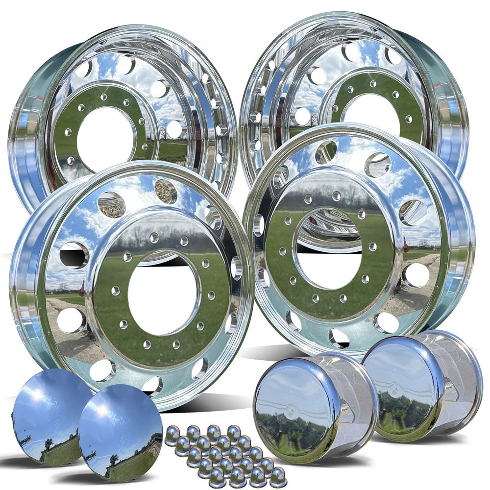 19.5x6.75 Northstar Mirror Polished Wheel Kit – Fits 2005+ Ford F53 & F600 Chassis (10x225mm, 4 Wheels) - Image 2