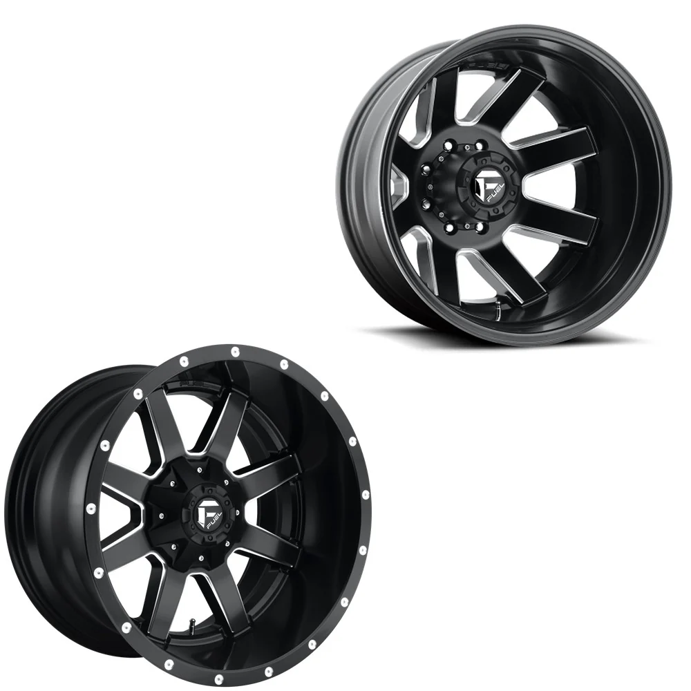 20x9 Fuel D538 Maverick Matte Black Milled 05-UP FORD DUALLY SUPER SINGLE Wheels 8 Lug Set of 6 (Fits UP to 12.50 tire)
