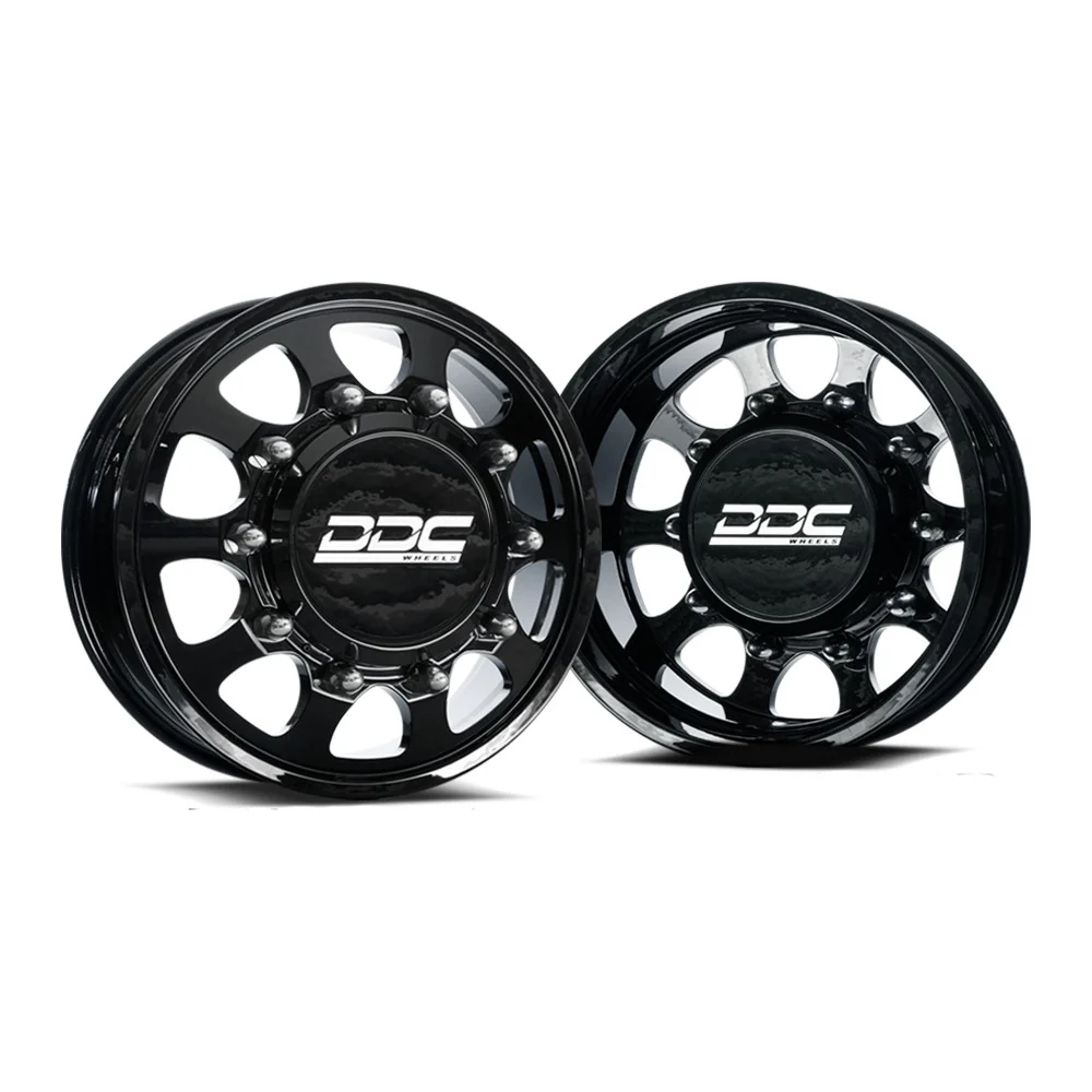 20x8.25 DDC The Shield Gloss Black FORD F-450/F-550 DODGE 4500/5500 DUALLY Wheels 10x225 Set of 6 (Lug Nuts Included) Fits up to 12.50 tire