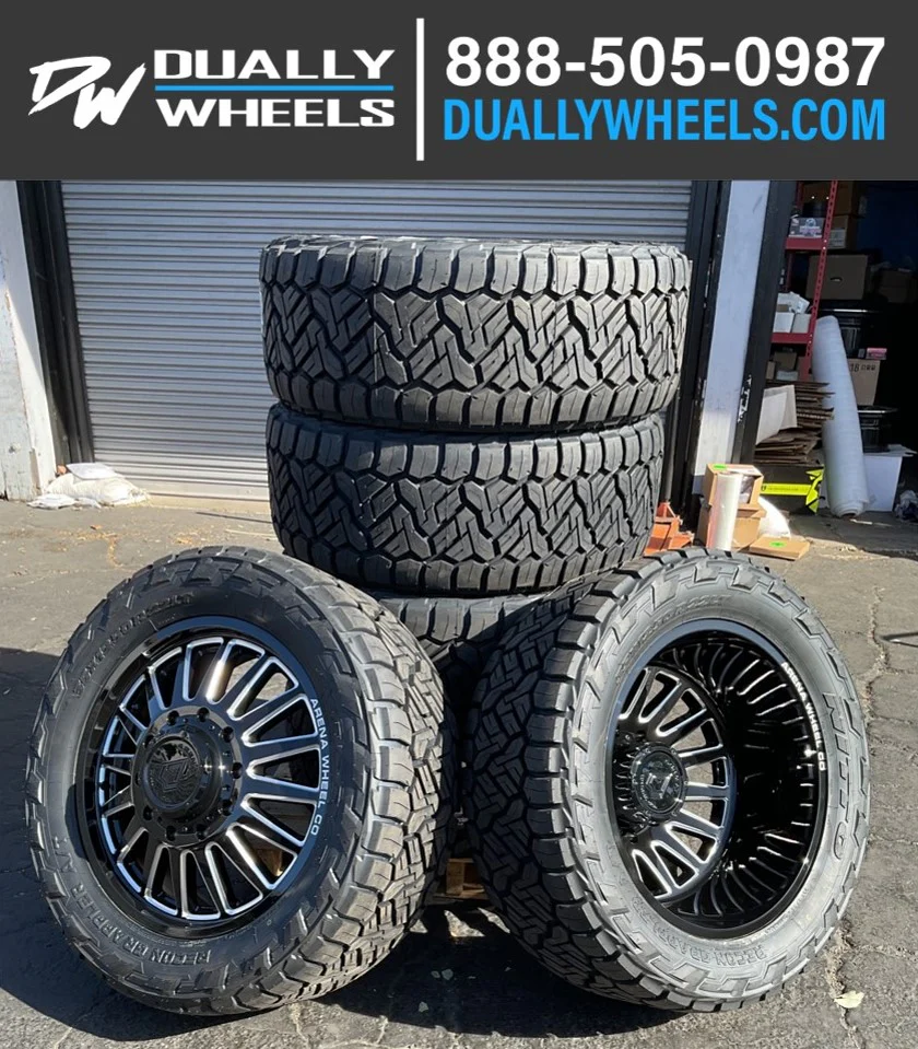 22x8.25 Arena A110 Rival Gloss Black and Milled 11-UP GM DUALLY Wheels 8x210 Set of 6 (Fits UP to 12.50 tire) - Image 2
