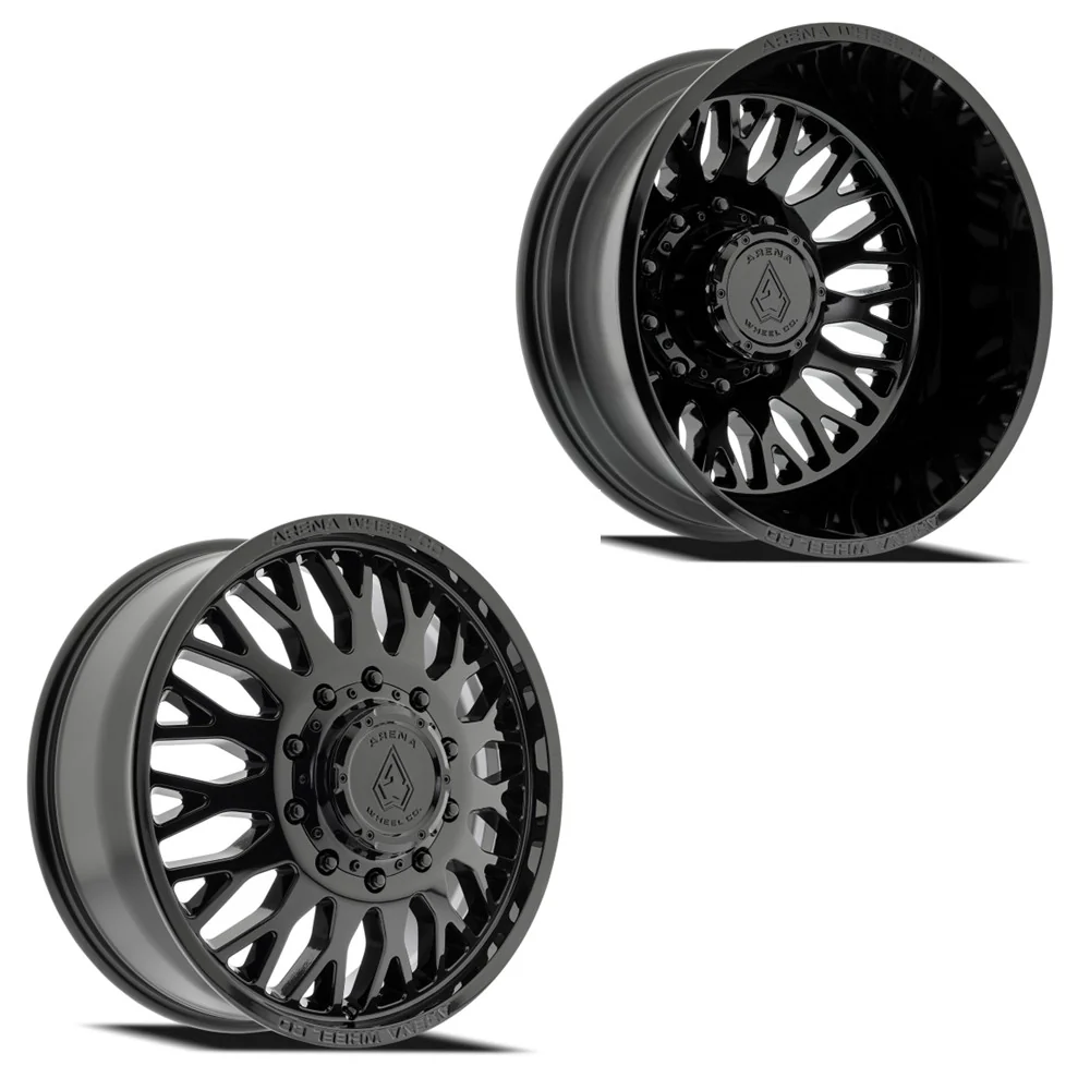 20x8.25 Arena A121 Monarch Glossy Black FORD/DODGE DUALLY Wheels 10x225 Set of 6 (Fits up to 12.50 tire)