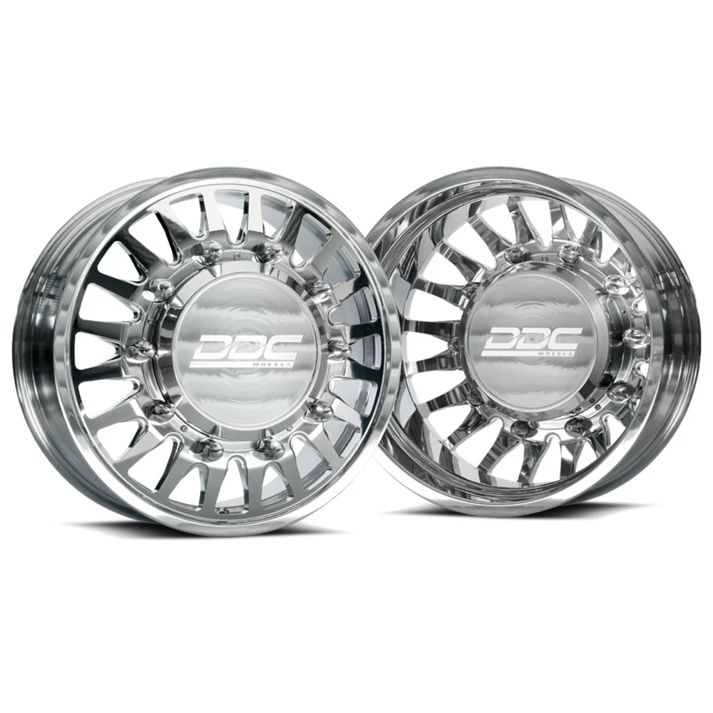 22x8.25 DDC The Spoke Polished 11-UP GM FORGED DUALLY Wheels 8x210 Set of 6 (Lug Nuts Included) Fits UP to 12.50 tire