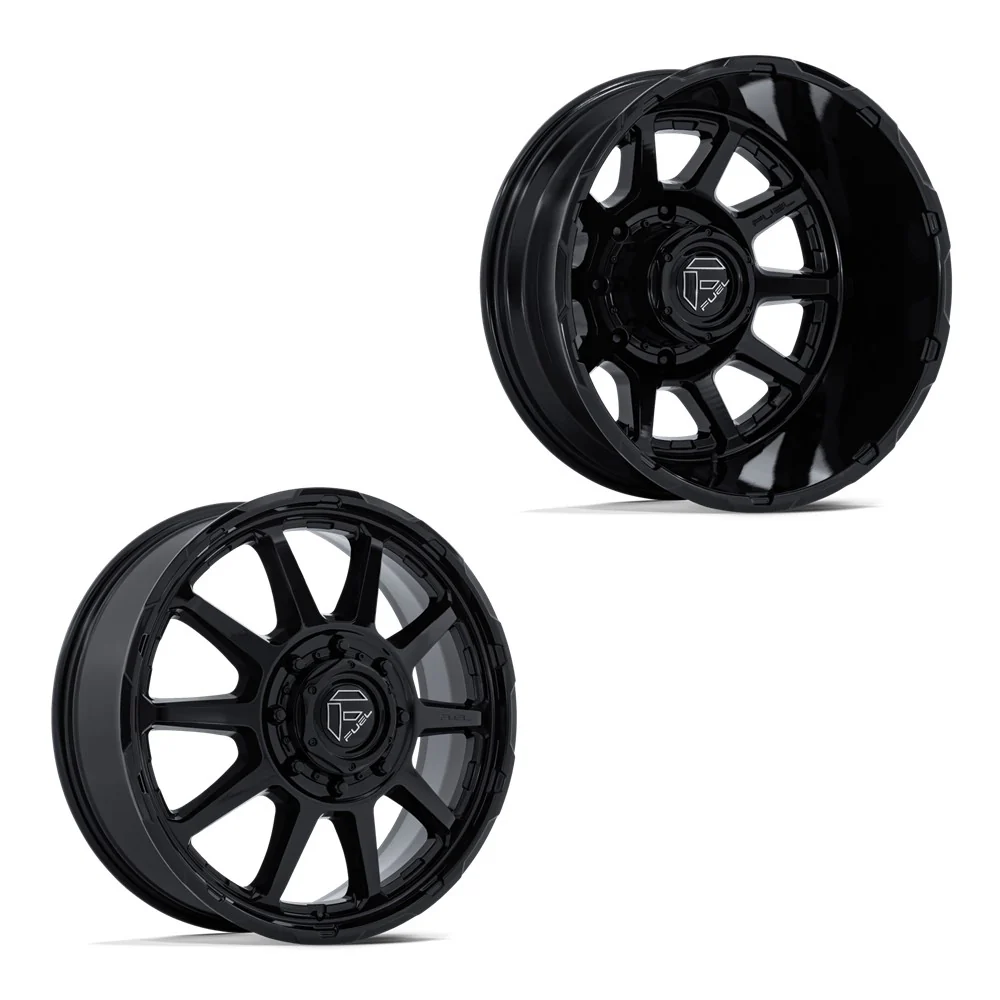 20x8.25 Fuel Off-Road D911 Circuit Gloss Black FORD/DODGE DUALLY Wheels 10x225 Set of 6 (Fits up to 12.50 tire)