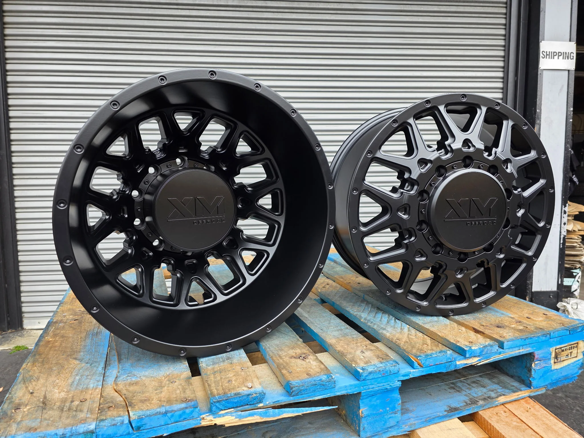 20x8.25 XM Off-Road XM-900 Satin Black FORD/DODGE DUALLY Wheels 10x225 Set of 6 (Fits up to 12.50 tire)