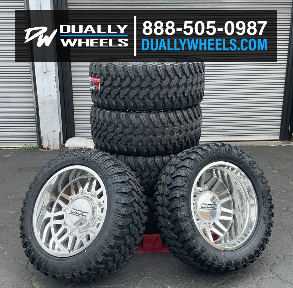 22x11 DDC Aftermath Polished 05-UP FORD DUALLY SUPER SINGLE Wheels 8x200 Set of 6 (Lug Nuts Included) Fits UP to 12.50 tire - Image 2