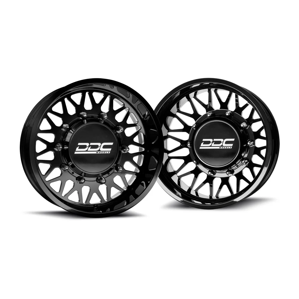 22x11 DDC The Mesh Black Milled PRE-11 GM PRE-19 DODGE PRE-99 FORD FORGED DUALLY SUPER SINGLE Wheels 8x6.5 Set of 6 (Lug Nuts/Billet Lug Covers Incl) Fits UP to 12.50 tire