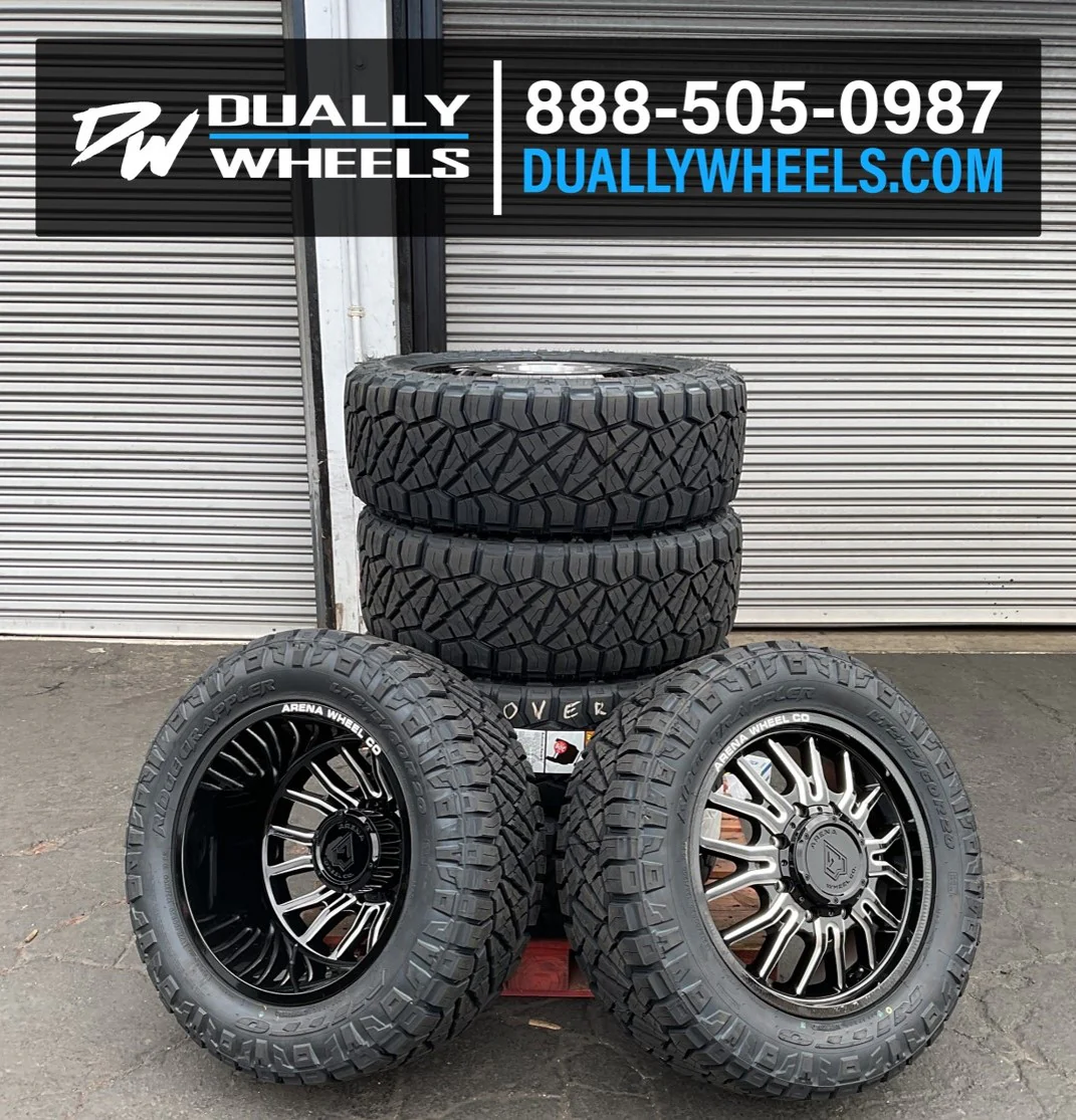 22x8.25 Arena A113 Thunder Gloss Black and Milled 05-UP FORD 19-UP DODGE DUALLY Wheels 8x200 Set of 6 (Fits UP to 12.50 tire) - Image 2