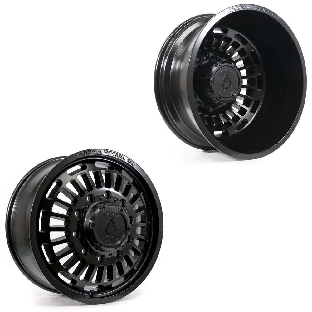 22x8.25 Arena A115 Tactic Satin Black 05-UP FORD 19-UP DODGE DUALLY Wheels 8x200 Set of 6 (Fits UP to 12.50 tire)