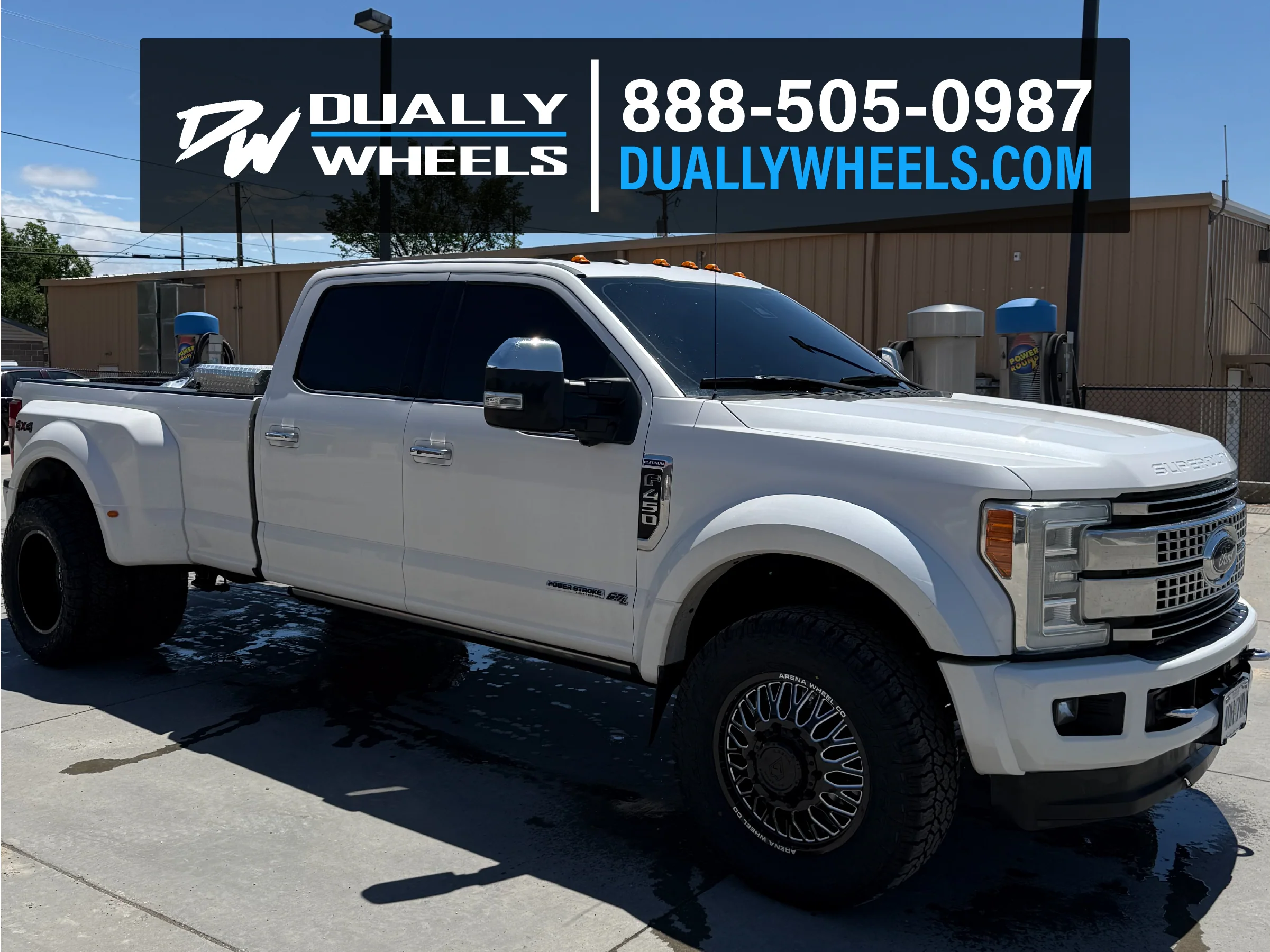 22x8.25 Arena A121 Monarch Gloss Black and Milled 05-UP FORD 19-UP DODGE DUALLY Wheels 8x200 Set of 6 (Fits up to 12.50 tire) - Image 3