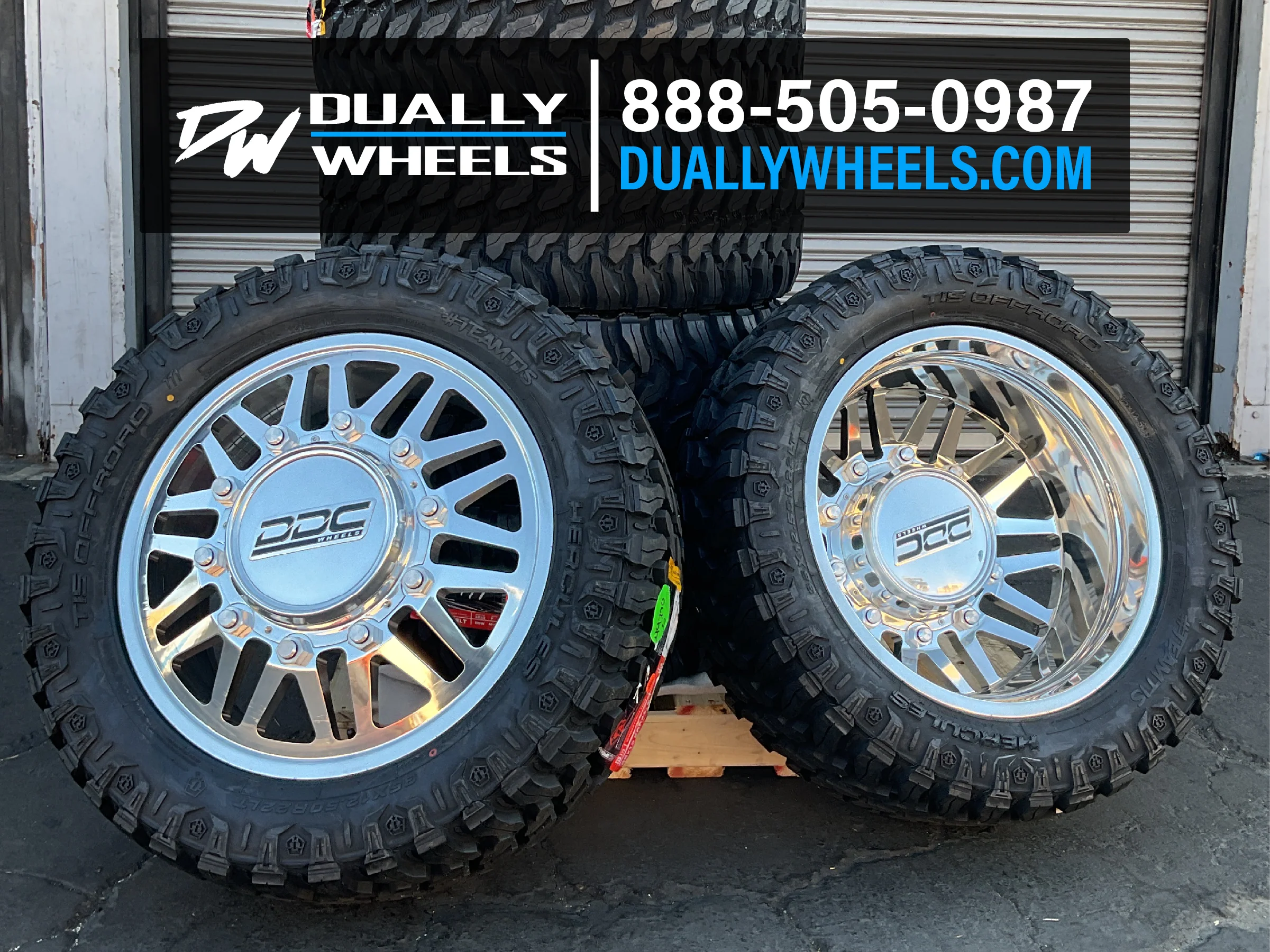 20x8.25 DDC Aftermath Polished PRE-11 GM PRE-19 DODGE Wheels 8x6.5 Set of 6 (Lug Nuts Included) Fits up to 12.50 tire - Image 2