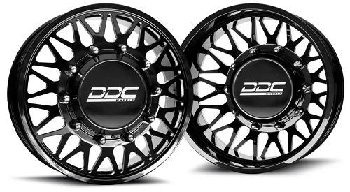 22x8.25 DDC Mesh Black Milled PRE-11 GM PRE-19 DODGE PRE-99 FORD FORGED DUALLY Wheels 8x6.5 Set of 6 (Lug Nuts AND Billet Lug Covers Included) Fits UP to 12.50 tire