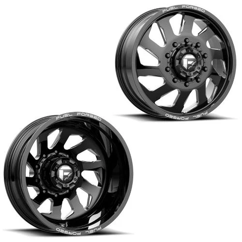 20x8.25 FF39D Fuel Forged Glss Blk Mil FORD F-450/F-550 DODGE 4500/5500 DUALLY Wheels 10x225 Set of 6 (Fits UP to 12.50 tire)