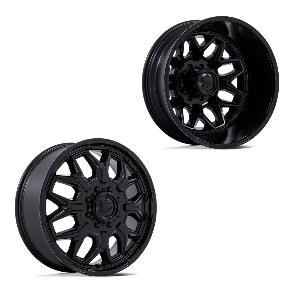 22x8.25 Fuel Off-Road D871 Flux Blackout 05-UP FORD 19-UP DODGE DUALLY Wheels 8x200 Set of 6 (Fits UP to 12.50 tire)