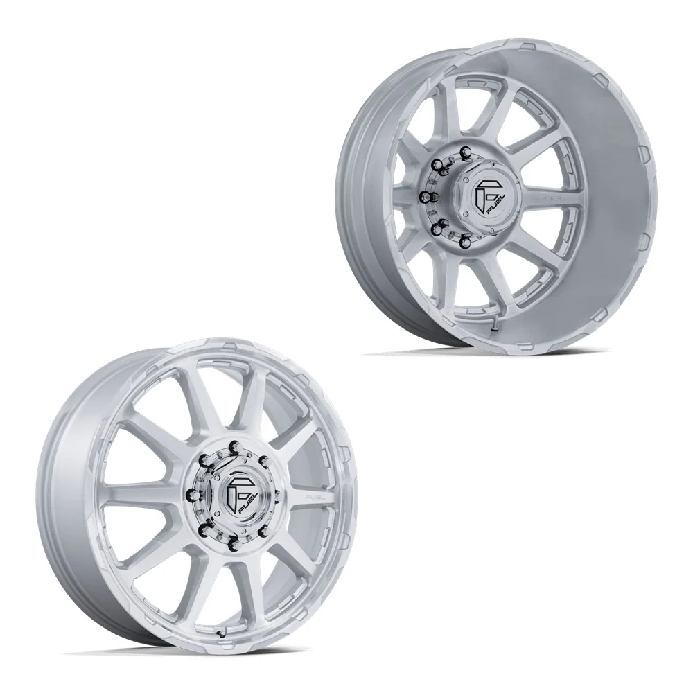 22x8.25 Fuel Off-Road D912 Circuit Gloss Silver W/ Machined Face 05-UP FORD 19-UP DODGE DUALLY Wheels 8x200 Set of 6 (Fits up to 12.50 tire)