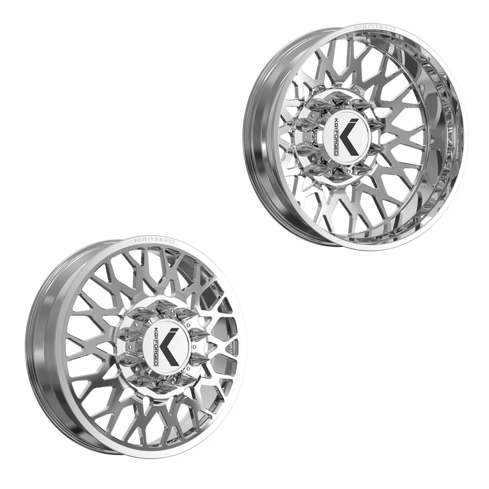 24x8.25 KG1 Forged KD019 Torture-D Polished 11-UP GM DUALLY Wheels 8x210 Set of 6 (Lug Nuts/Adapters Included) Fits UP to 13.50 tire