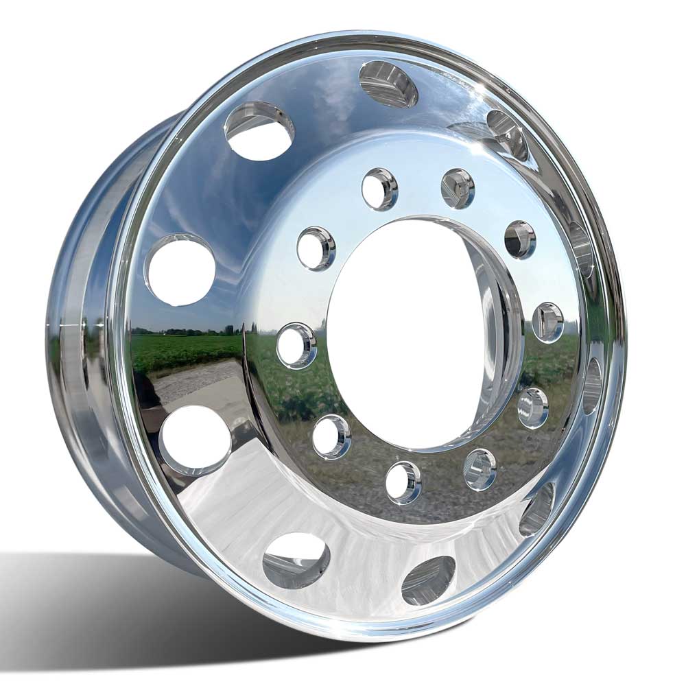 24.5x8.25 Northstar Stud-Pilot Mirror Polished Single Rear Axle 4 Wheel Kit - Image 2