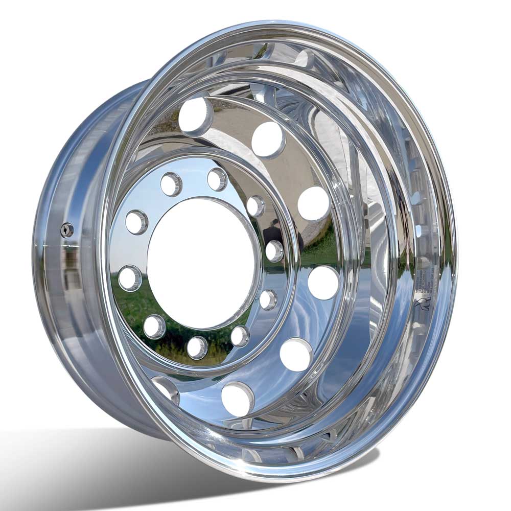 24.5x8.25 Northstar Stud-Pilot Mirror Polished Single Rear Axle 4 Wheel Kit - Image 3