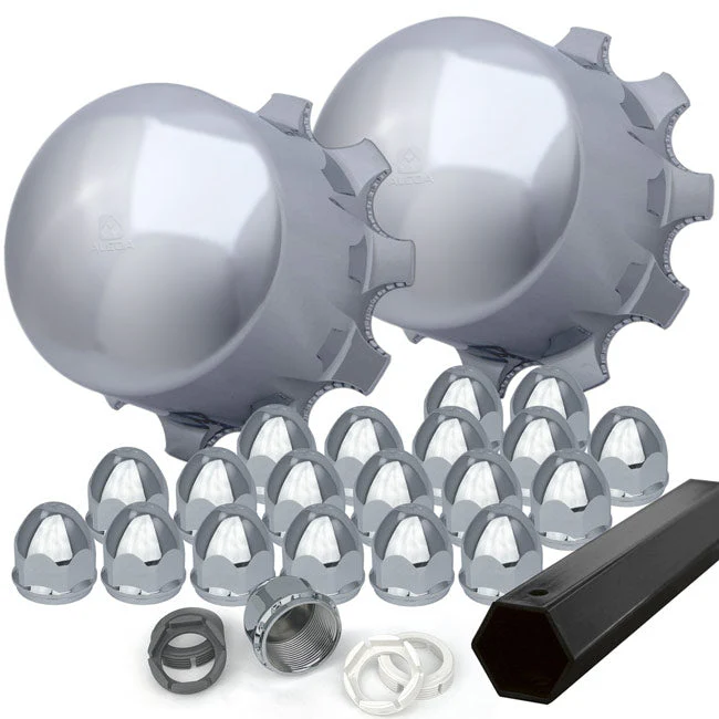 24.5x8.25 Northstar Stud-Pilot Mirror Polished Single Rear Axle 4 Wheel Kit - Image 5