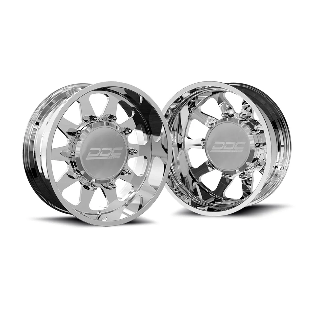 22x10 DDC Ten Pol 05-UP FORD FORGED DUALLY SINGLE Wheels 8 Lug Set of 6 (Lug Nuts AND Billet Lug Covers Included) Fits UP to 12.50 tire