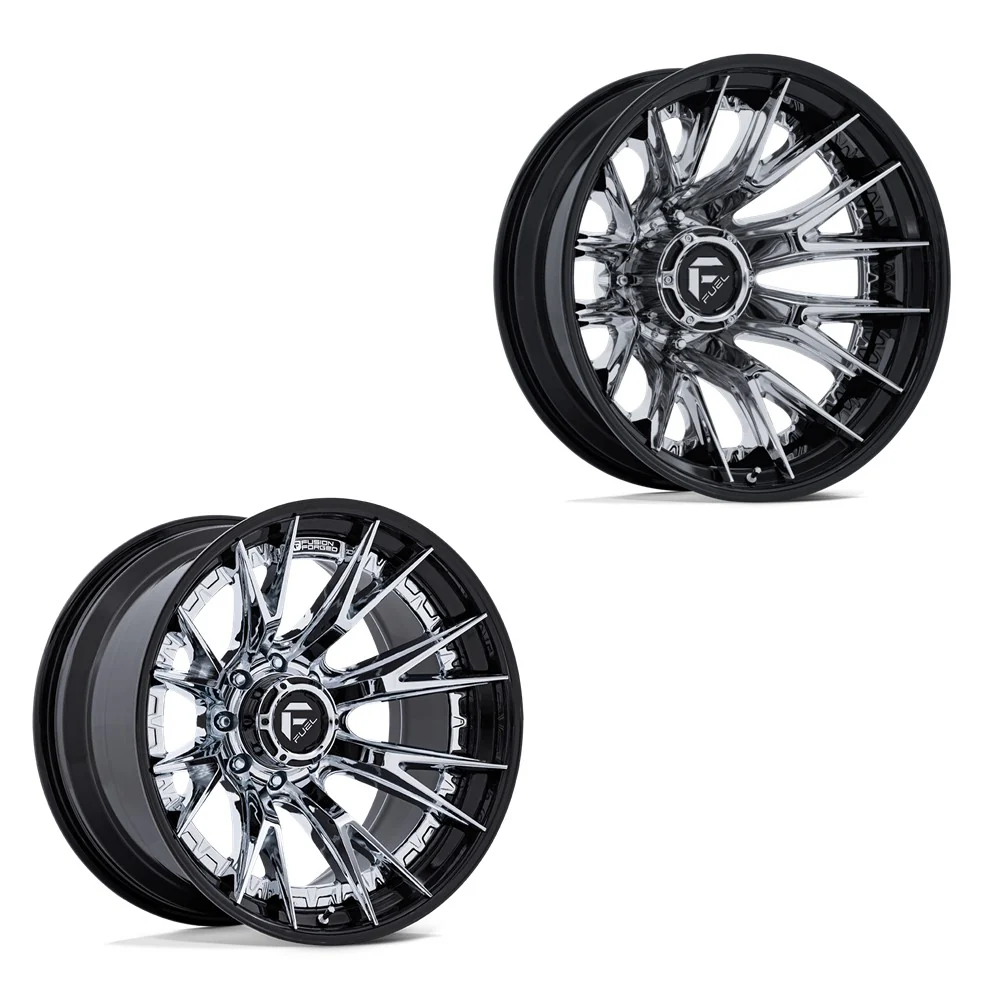 20x10 Fuel Off-Road D407 Catalyst Chrome W/ Gloss Black Lip 11-UP GM DUALLY SUPER SINGLE Wheels 8 Lug Set of 6 (Fits up to 12.50 tire)