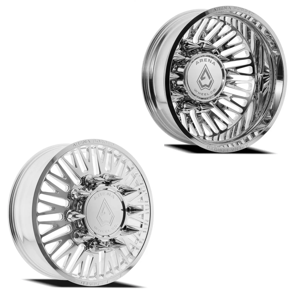 22x8.25 Arena AF101 Casino Milled and Polished FORD/DODGE FORGED DUALLY Wheels 10x225 Set of 6 (Fits up to 12.50 tire)