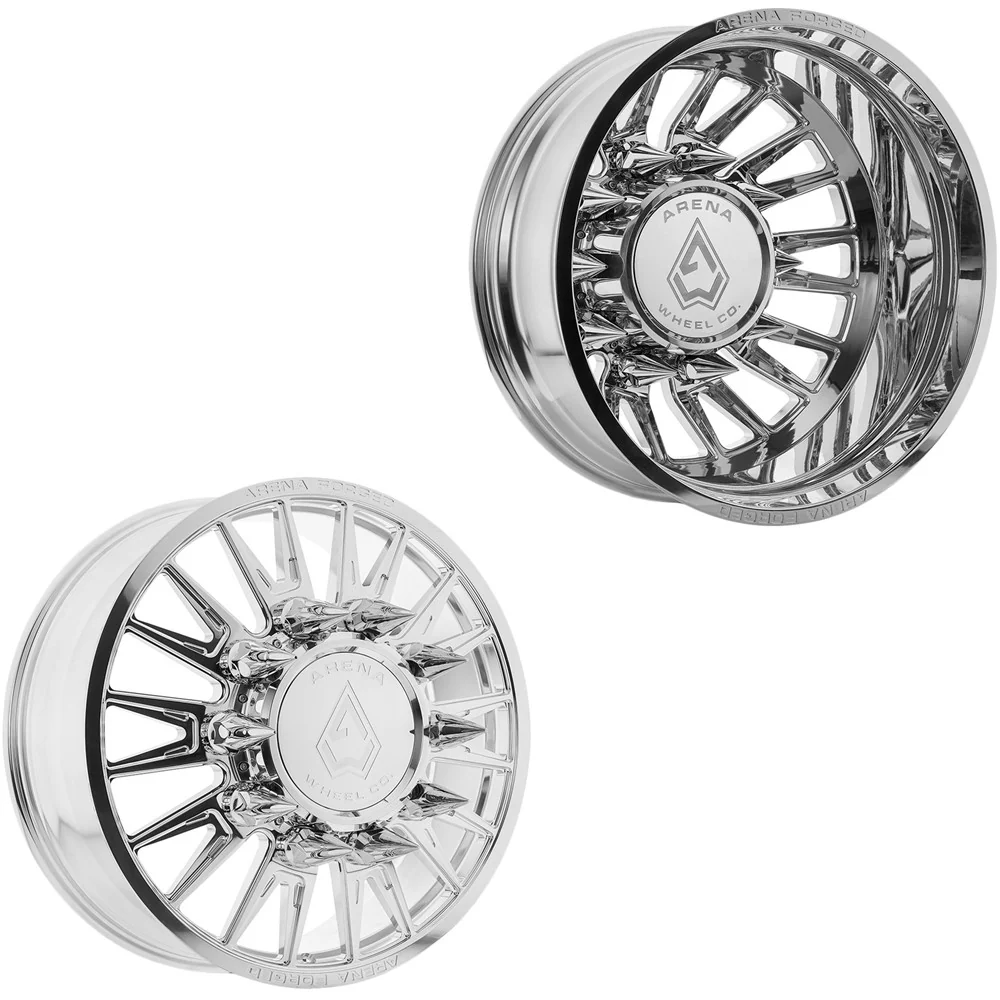 24x8.25 Arena AF105 Imperial Milled and Polished FORD/DODGE FORGED DUALLY Wheels 10x225 Set of 6 (Fits up to 13.50 tire)