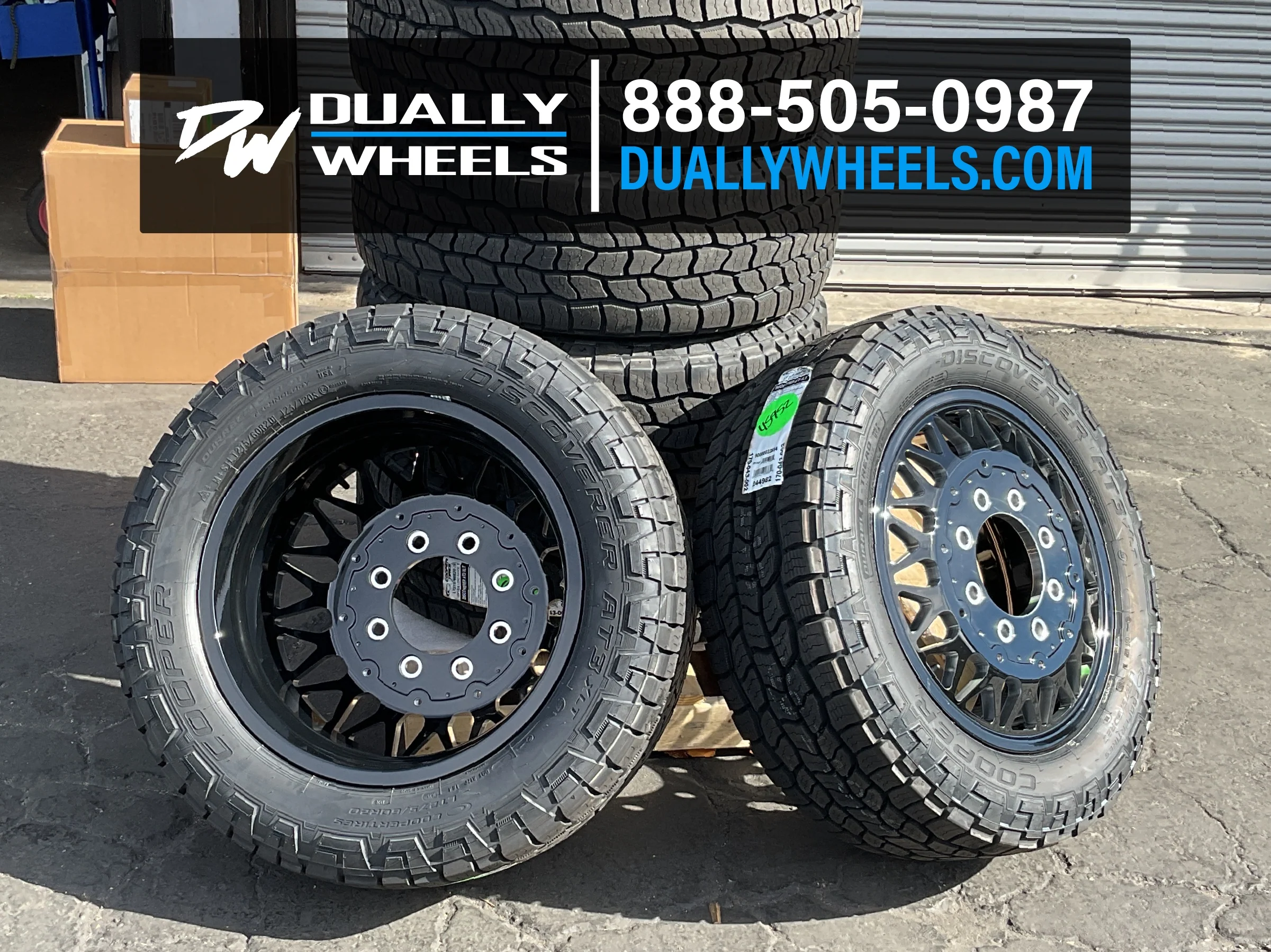 22x8.25 DDC Mesh Black Milled PRE-11 GM PRE-19 DODGE PRE-99 FORD FORGED DUALLY Wheels 8x6.5 Set of 6 (Lug Nuts AND Billet Lug Covers Included) Fits UP to 12.50 tire - Image 2