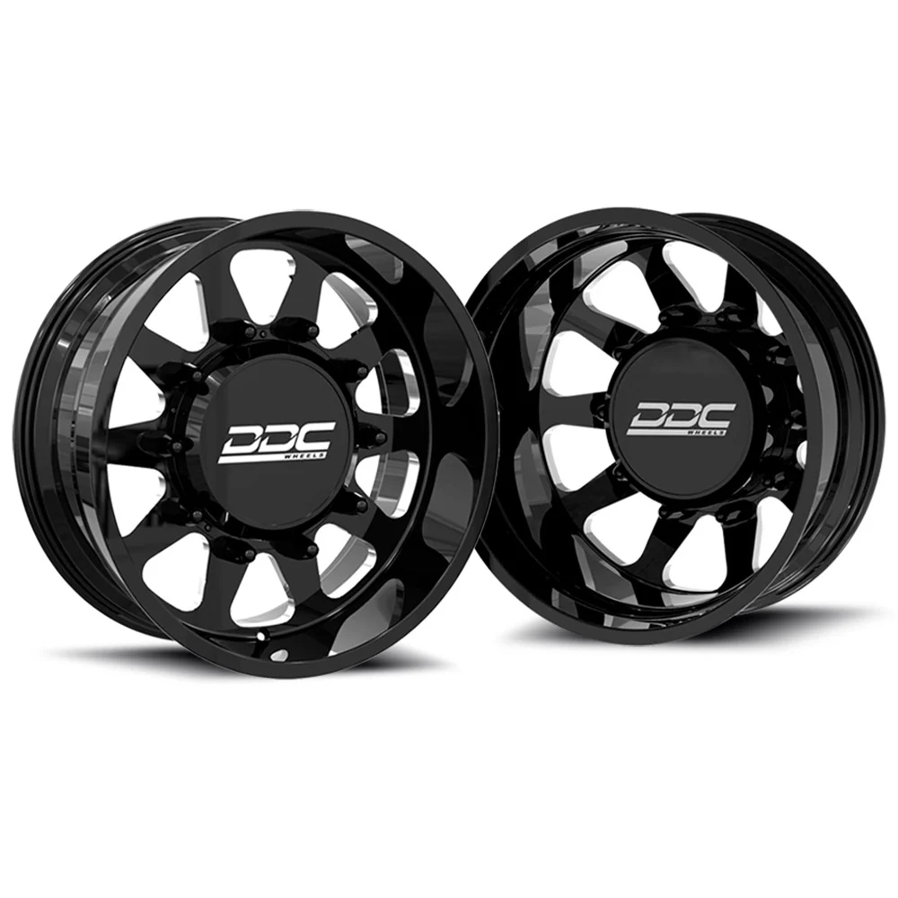 20x8.25 DDC The Ten Black Milled PRE-11 GM PRE-19 DODGE PRE-99 FORD FORGED DUALLY Wheels 8x6.5 Set of 6 (Lug Nuts/Billet Lug Covers Incl) Fits UP to 12.50 tire