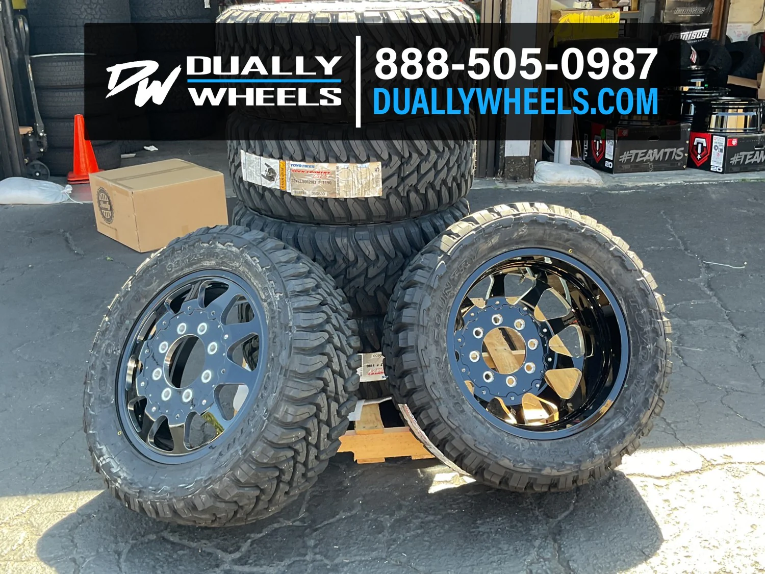 20x8.25 DDC Ten Black Milled 11-UP GM FORGED DUALLY Wheels 8x210 Set of 6 (Lug Nuts AND Billet Lug Covers Included) Fits UP to 12.50 tire - Image 2