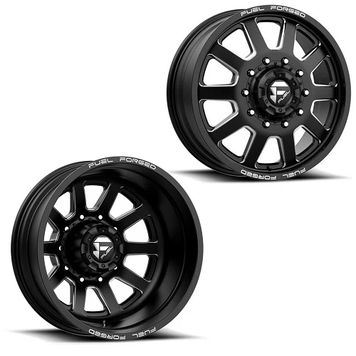 22x8.25 FF09D Fuel Forged Matte Blk Mil FORD F-450/F-550 DODGE 4500/5500 DUALLY Wheels 10x225 Set of 6 (Fits UP to 12.50 tire)