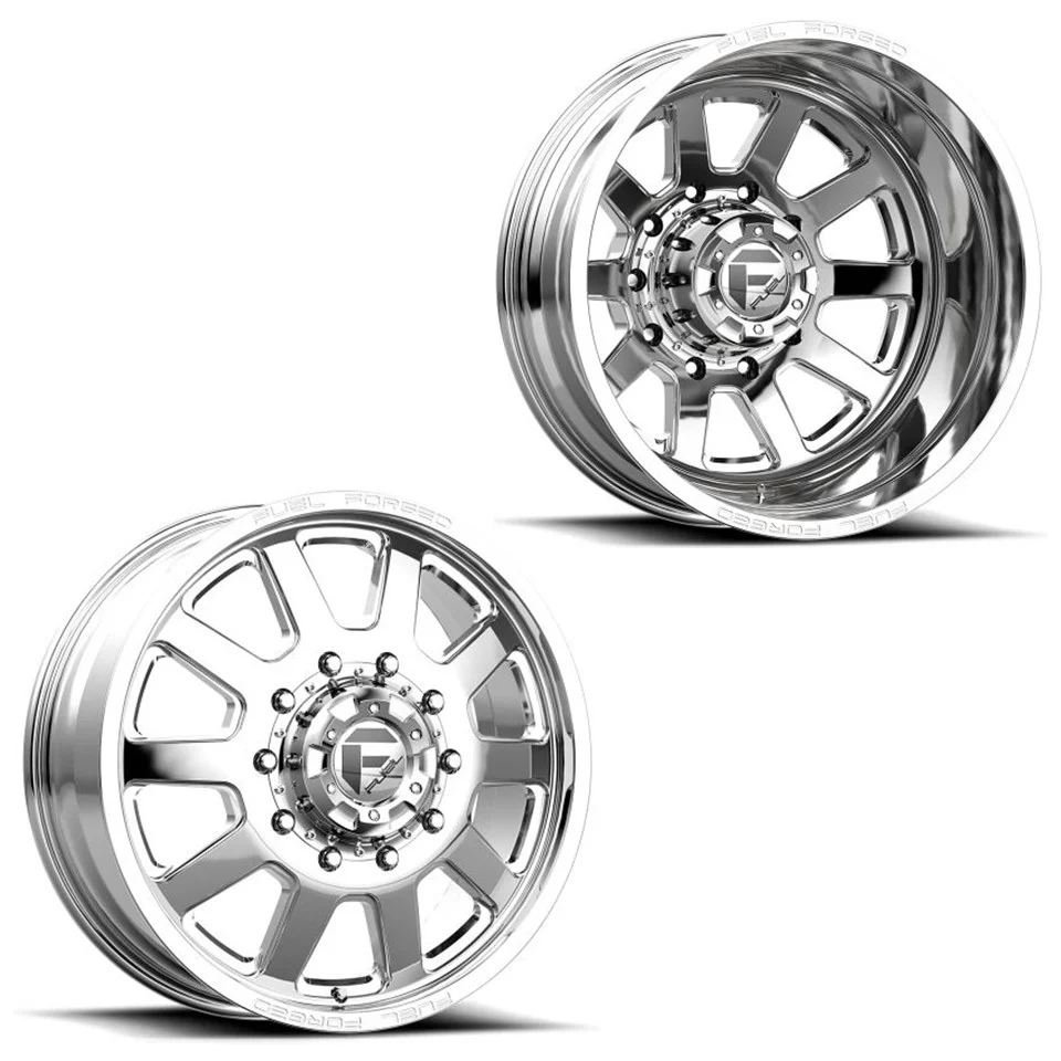 22x8.25 Fuel Forged FF09D Polished FORD F-450/F-550 DODGE 4500/5500 DUALLY Wheels 10x225 Set of 6 (Fits UP to 12.50 tire)