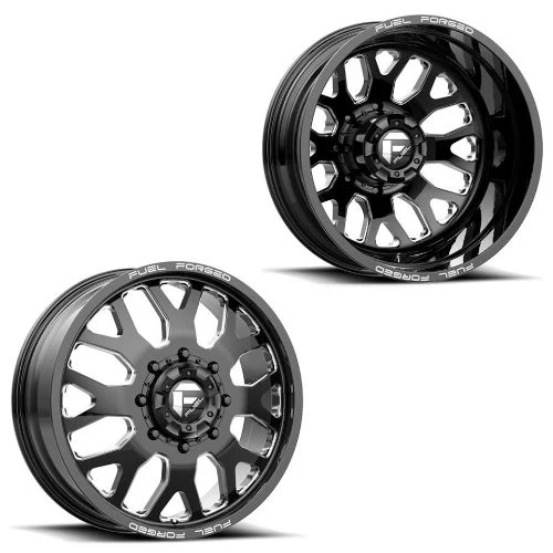 20x8.25 FF19D Fuel Forged Gloss Blk Mill 05-UP FORD 19-UP DODGE DUALLY Wheels 8x200 Set of 6 (Fits UP to 12.50 tire)