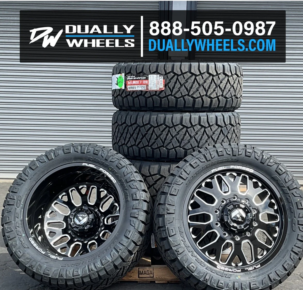 20x8.25 FF19D Fuel Forged Gloss Blk Mill 05-UP FORD 19-UP DODGE DUALLY Wheels 8x200 Set of 6 (Fits UP to 12.50 tire) - Image 2