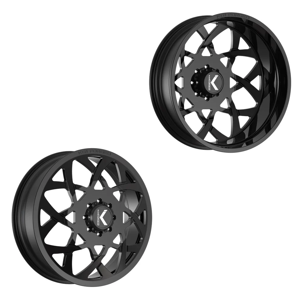 24x8.25 KG1 Forged KD008 Orbital Gloss Black 05-UP FORD 19-UP DODGE DUALLY Wheel 8x200 Set of 6 (Fits UP to 12.50 tire)