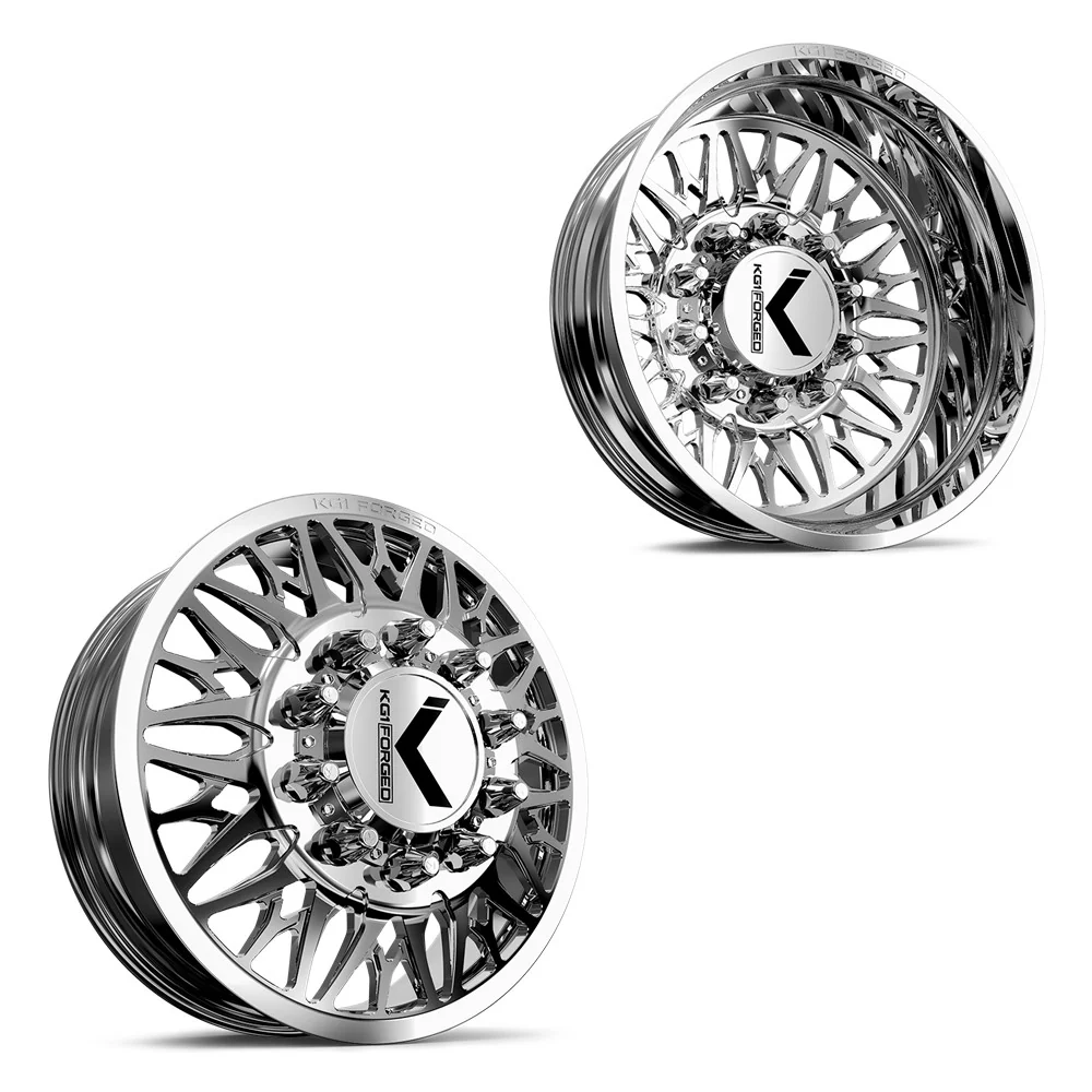 26x8.25 KG1 Forged KD014 Trident-D Polished 19-UP DODGE Wheels 8x200 Set of 6 (Lug Nuts/Adapters Included) Fits UP to 13.50 tire