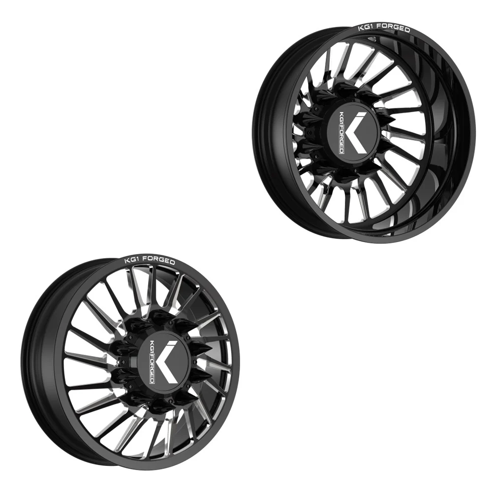 26x8.25 KG1 Forged KD038 Javelin-D Gloss Black Premium Milled 19-UP DODGE DIRECTIONAL DUALLY Wheels 8x200 Set of 6 (Lug Nuts/Adapters Included) Fits UP to 13.50 tire