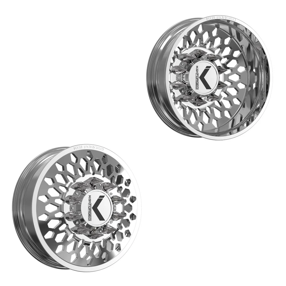 22x8.25 KG1 Forged KD066 Glitz-D Polished PRE-11 GM PRE-19 DODGE DUALLY Wheels 8x6.5 Set of 6 (Lug Nuts/Adapters Included) Fits UP to 13.50 tire