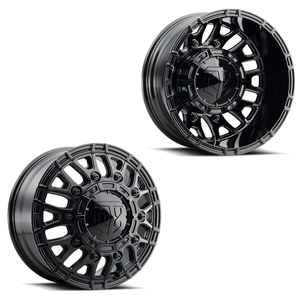 24x8.25 MTX X401GB Banshee Gloss Black 11-UP GM DUALLY Wheels 8x210 Set of 6 (Fits up to 13.50 tire)